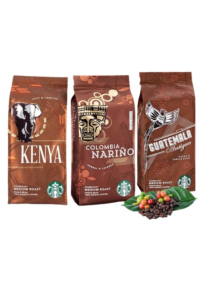 Düvenci Toptan Starbucks Kenya, Colombia ve gruatemala Çekirdek Kahve 250 gram 3'lü Set