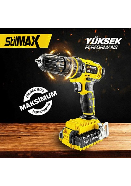 STM1069 24 V Çift Akülü Şarjlı Vidalama Darbeli Matkap Çantalı Set