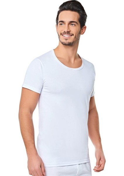 6 Adet Bisiklet Yaka Yarım Kol Fanila Erkek Atlet Abani Classic