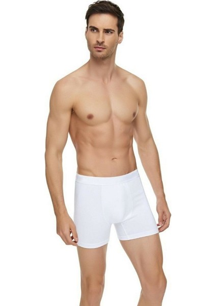 6 Adet Beyaz Renk Likralı Modal Boxer