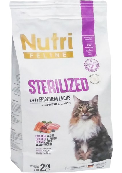 Sterilized Somon Etli 2kg Nutri Feline Kedi Maması Kürek Hediy