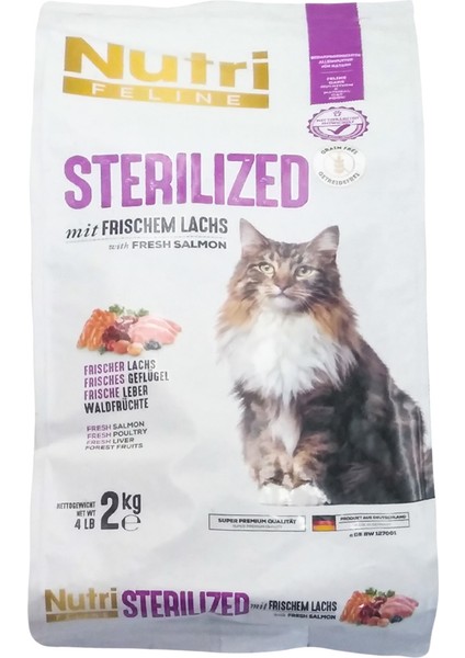 Sterilized Somon Etli 2kg Nutri Feline Kedi Maması Kürek Hediy