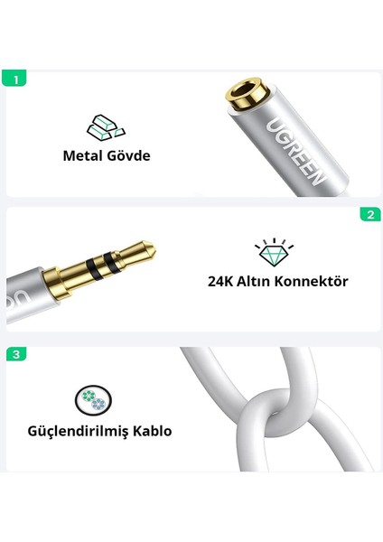 3.5mm Trs Kulaklık Çoklayıcı Y Kablo Beyaz