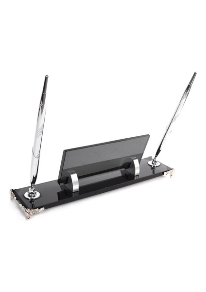 İsme Özel Gümüş Varank Ayaklı Çift Kalem Masaüstü İsimlik