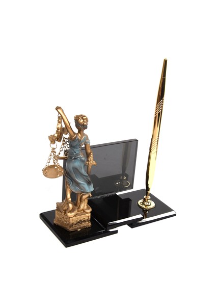 İsme Özel Avukata Özel Themis Adalet Biblolu Kristal Masaüstü İsimlik