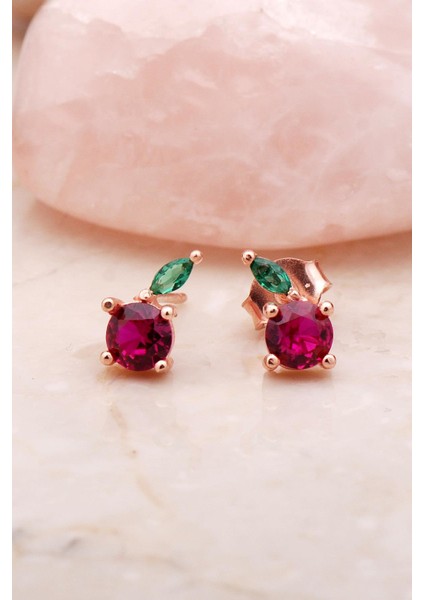 Elma Rose Mini Gümüş Küpe