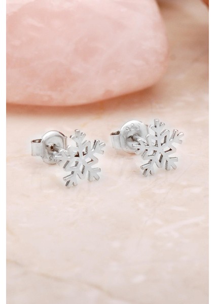 Kar Tanesi Rodyumlu Mini Gümüş Küpe