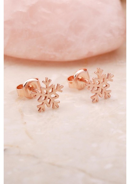 Kar Tanesi Rose Mini Gümüş Küpe