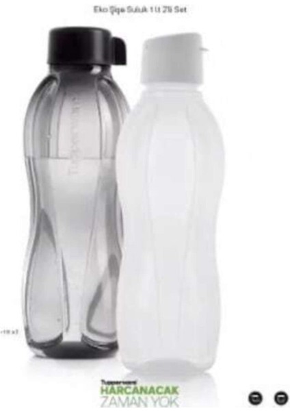 Siyah Beyaz Şişe Suluk 1litre 2'li