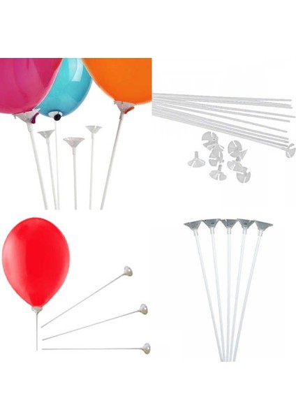 Balon Çubuğu ve Huni Plastik 30 cm - 20 Adet