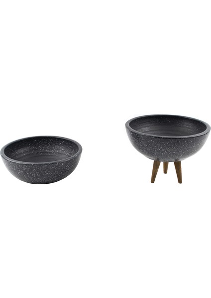 Gri Granit Boyalı Aranjman-Sunumluk Toprak Saksı-Ikili Set-20 cm Çap-No:2 fiyatları