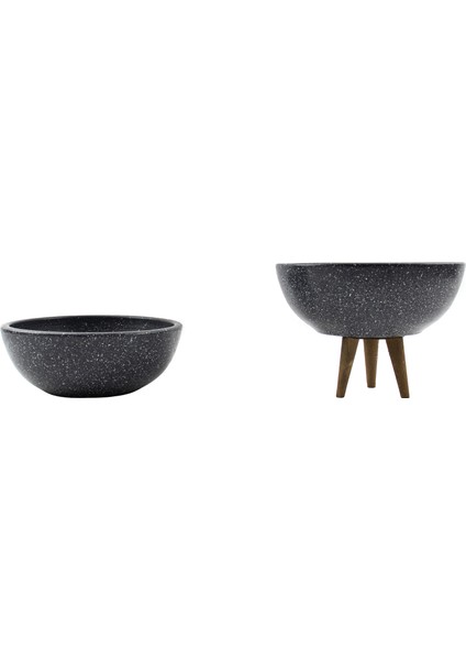 Gri Granit Boyalı Aranjman-Sunumluk Toprak Saksı-Ikili Set-20 cm Çap-No:2 modelleri