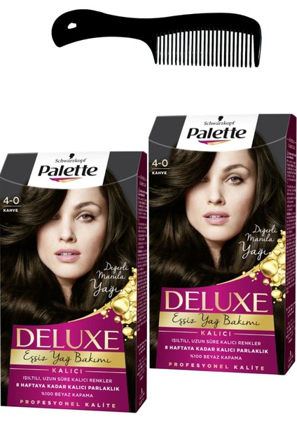 Deluxe Saç Boyası 4-0 Kahve x 2 Adet + Saç Açıcı Tarak