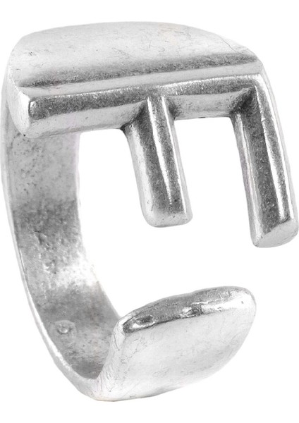 Kadın Antik Gümüş Kaplama Ayarlanabilir F Harfi Yüzük indirimleri