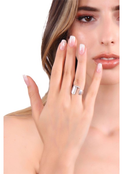 Kadın Antik Gümüş Kaplama Ayarlanabilir T Harfi Yüzük fiyatları