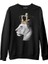 Lordd T-Shirt Aslan - Kraliçe Taç Siyah Erkek Kalın Sweatshirt 1