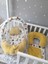 Sarı Örgü Pike Kumaş ve Orman Müslin Kumaş Ponponlu 6 Parça Babynest Set 1