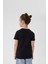 Bisiklet Yaka Baskılı Kısa Siyah Kız Çocuk T-Shirt 3