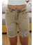 Lazer Kesim Mini Jean Kadın Şort 2430-880 Krem 3