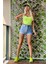 Çift Renk Mini Jean Kadın Şort 2430-882 Mavi 1
