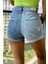 Çift Renk Mini Jean Kadın Şort 2430-882 Mavi 5