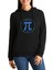 14 Mart Dünya Pi Günü Baskılı Siyah Kadın Örme Kapşonlu Sweatshirt Uzun Kol 1