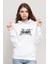 Metallica Baskılı Beyaz Kadın Örme Kapşonlu Sweatshirt Uzun Kol 1