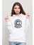 Capsule Baskılı Beyaz Kadın Örme Kapşonlu Sweatshirt Uzun Kol 1