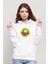 Guns'n Roses Baskılı Beyaz Kadın Örme Kapşonlu Sweatshirt Uzun Kol 1