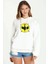 Zagor Patrick Wilding Baskılı Beyaz Kadın Örme Kapşonlu Sweatshirt Uzun Kol 1