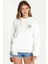 Uzay Astronomi Göğüs Baskılı Beyaz Kadın Örme Kapşonlu Sweatshirt Uzun Kol 1