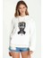 Stranger Things The Upside Down Baskılı Beyaz Kadın Örme Kapşonlu Sweatshirt Uzun Kol 1