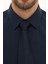 Giyim Erkek Slim Fit Düz Lacivert Gömlek 2