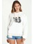 Muhammed Ali Punch Baskılı Beyaz Kadın Örme Kapşonlu Sweatshirt Uzun Kol 1