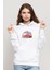 Wv Splitly Baskılı Beyaz Kadın Örme Kapşonlu Sweatshirt Uzun Kol 1