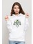 Rick And Morty Drink Baskılı Beyaz Kadın Örme Kapşonlu Sweatshirt Uzun Kol 1