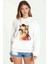 Stranger Things Eleven Dustin Demogorgon Baskılı Beyaz Kadın Örme Kapşonlu Sweatshirt Uzun Kol 1