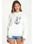 Silhouette Lady Justice Baskılı Beyaz Kadın Örme Kapşonlu Sweatshirt Uzun Kol 1