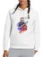 Stan Lee Marvel Kara Kalem Baskılı Beyaz Kadın Örme Kapşonlu Sweatshirt Uzun Kol 1