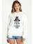 Carry On Baskılı Beyaz Kadın Örme Kapşonlu Sweatshirt Uzun Kol 1