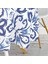 Mavi Beyaz Seramik Damask Özel Tasarım Yuvarlak Masa Örtüsü 140 cm 3