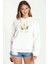 Watercolor Flowers Unicorn Baskılı Kadın Örme Kapüşonlu Beyaz Sweatshirt Uzun Kol 1