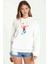 Watercolor Badminton Baskılı Kadın Örme Kapüşonlu Beyaz Sweatshirt Uzun Kol 1