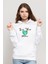 Mother Earth Love Your Mother Baskılı Beyaz Kadın Örme Kapşonlu Sweatshirt Uzun Kol 1