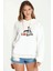 I Love Gym Baskılı Beyaz Kadın Örme Kapşonlu Sweatshirt Uzun Kol 1