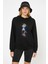 Undertale Lazer Baskılı Siyah Kadın Örme Kapşonlu Sweashirt Uzun Kol 1