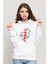 Anime Baskılı Beyaz Kadın Örme Kapşonlu Sweatshirt Uzun Kol 1