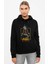 Pubg Man Baskılı Siyah Kadın Örme Kapşonlu Sweashirt Uzun Kol 1