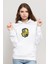 Hufflepuff Baskılı Beyaz Kadın Örme Kapşonlu Sweatshirt Uzun Kol 1