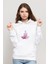 Sıcak Yoga Lotus Pozisyonu Baskılı Beyaz Kadın Örme Kapşonlu Sweatshirt Uzun Kol 1